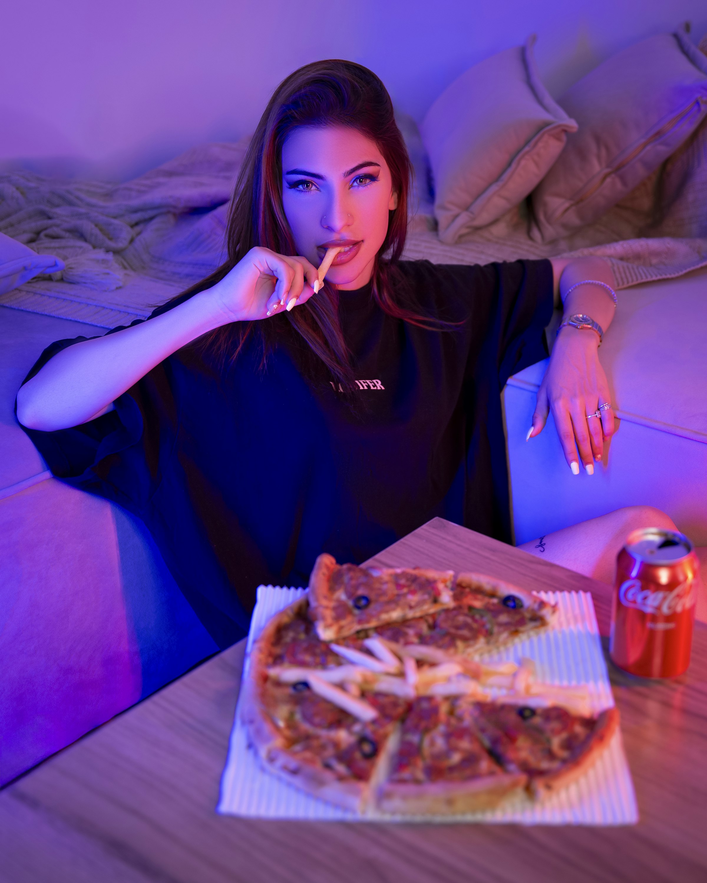 Pizza and fries comfort food