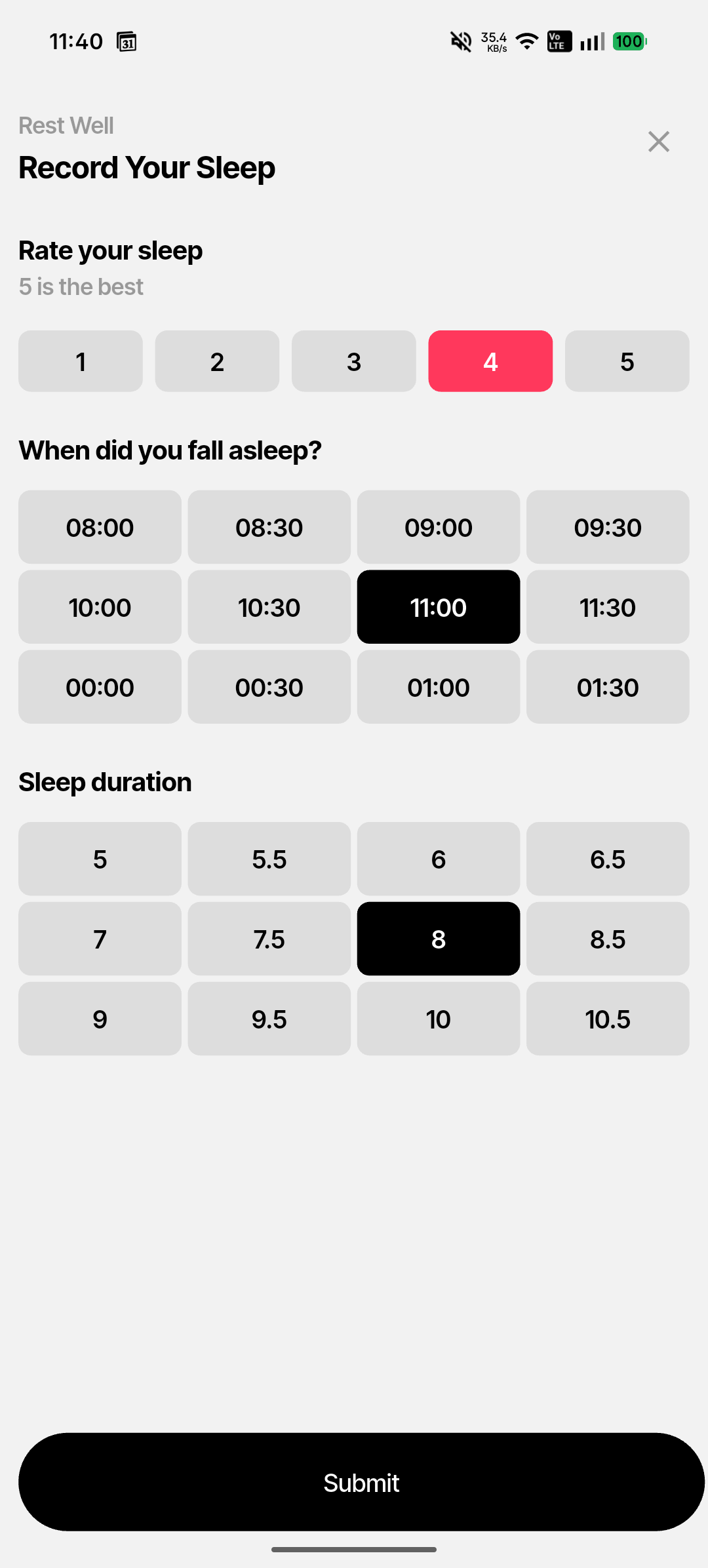 Awra sleep logging